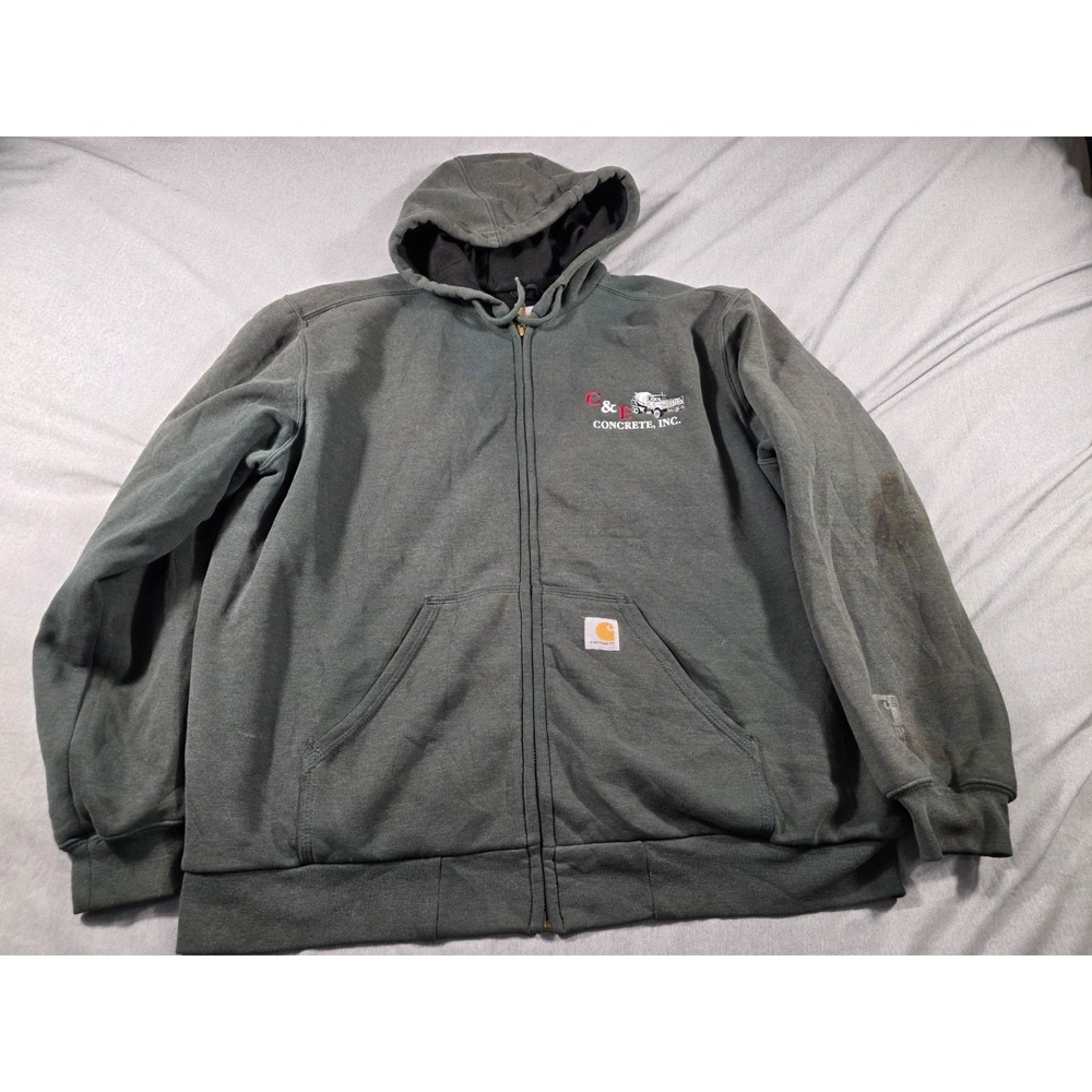 Carhartt Rain Defender Thermal‎ Lined Full Zip Jacket Large Embroidered Concrete